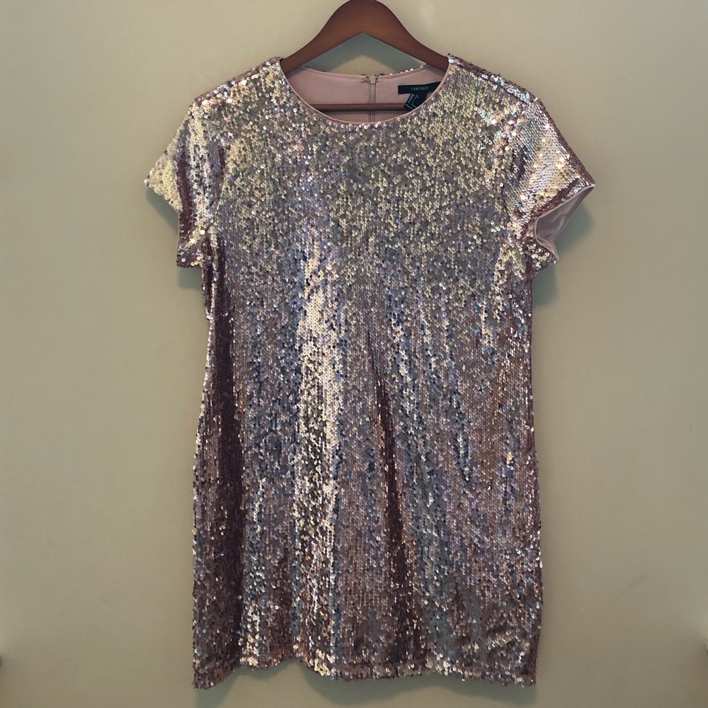Rose Gold Sequin Dress Shift Dress